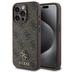 Guess 4G Metal Logo Back Cover MagSafe Apple iPhone 15 - Braun