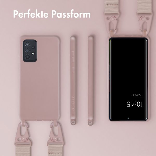 Selencia Silikonhülle mit abnehmbarem Band für das Samsung Galaxy A52(s) (5G/4G) - Sand Pink