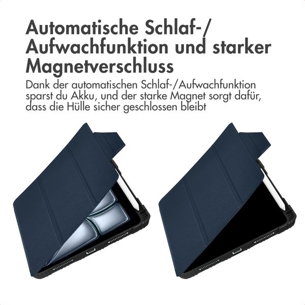 Accezz Rugged Trifold Klapphülle Apple iPad Air 11 Zoll (2025) M3 / (2024) M2 / Air 5 (2022) / Air 4 (2020) - Dunkelblau