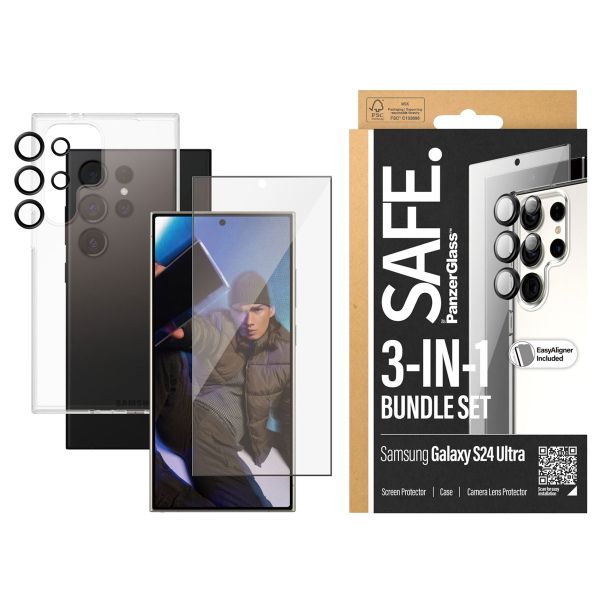 SAFE by PanzerGlass 3-in-1-Schutzpaket - Hülle + Schutzfolie + Kameraschutz für das Samsung Galaxy S24 Ultra