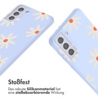 imoshion Silikonhülle design mit Band für das Samsung Galaxy S21 Plus - Lila Flower Distance