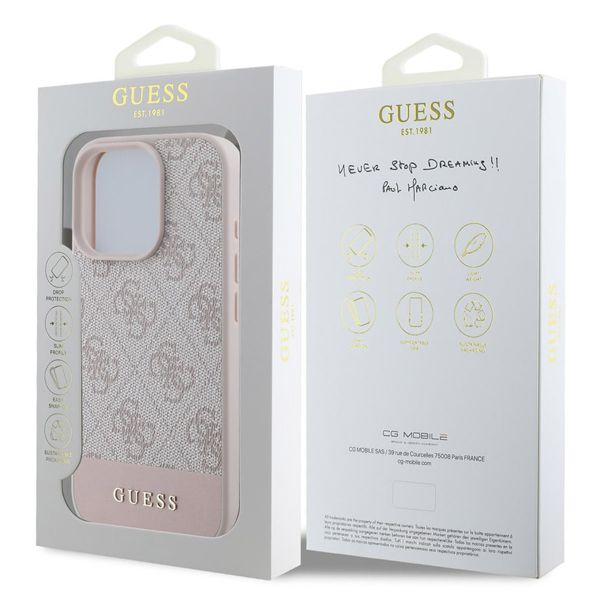 Guess Bottom Stripe 4G Back Cover Apple iPhone 16 Pro - Rosa
