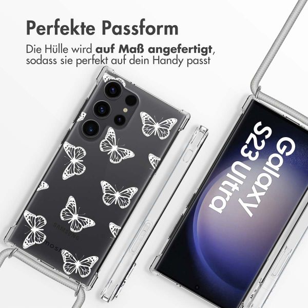 imoshion Design Hülle mit Band für das Samsung Galaxy S23 Ultra - Butterfly