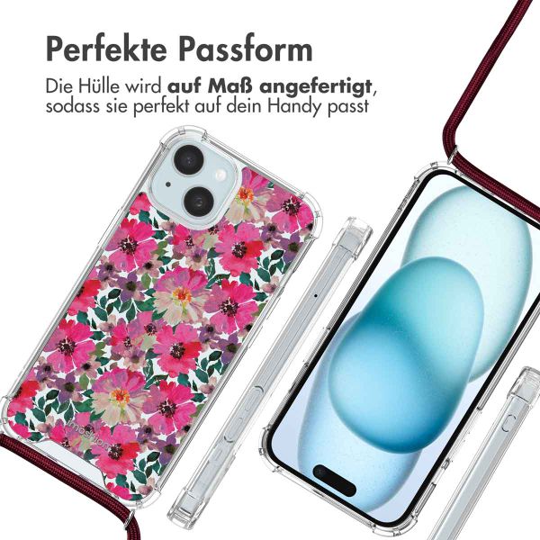 imoshion Design Hülle mit Band Apple iPhone 15 - Flower Water