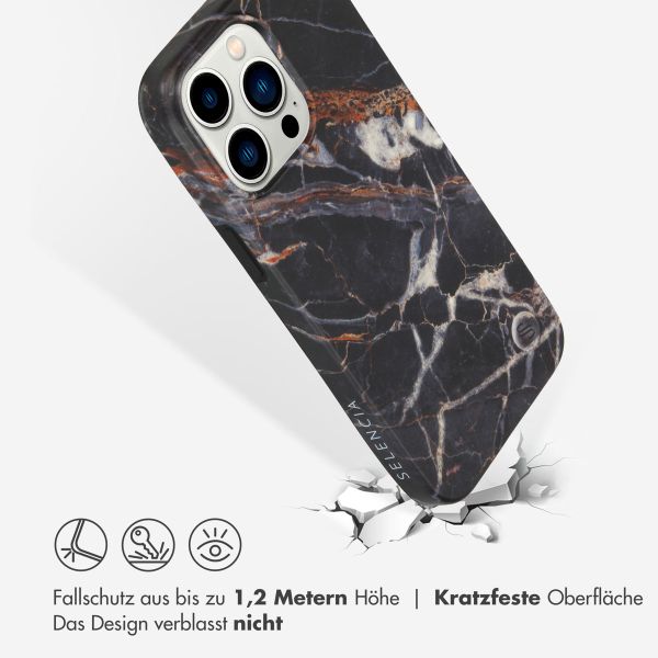 Selencia Aurora Fashion Back Case für das Apple iPhone 14 Pro Max - ﻿Strapazierfähige Hülle - 100 % recycelt - Schwarzer Marmor