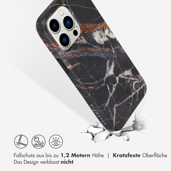 Selencia Aurora Fashion Back Case für das iPhone 14 Pro Max - ﻿Strapazierfähige Hülle - 100 % recycelt - Schwarzer Marmor