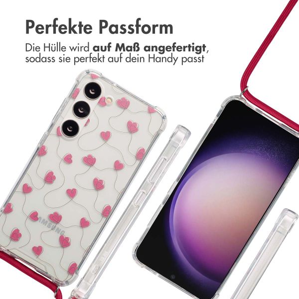 imoshion Design Hülle mit Band Samsung Galaxy S23 - Dusty Rose Connected Hearts