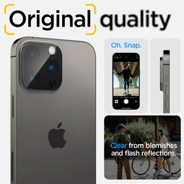 Spigen GLAStR Kameraprotektor aus Glas 2er-Pack für das Apple iPhone 14 Pro / 14 Pro Max - Schwarz