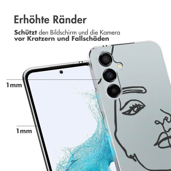 imoshion Design Hülle für das Samsung Galaxy A54 (5G) - Abstraktes Gesicht - Weiß / Schwarz