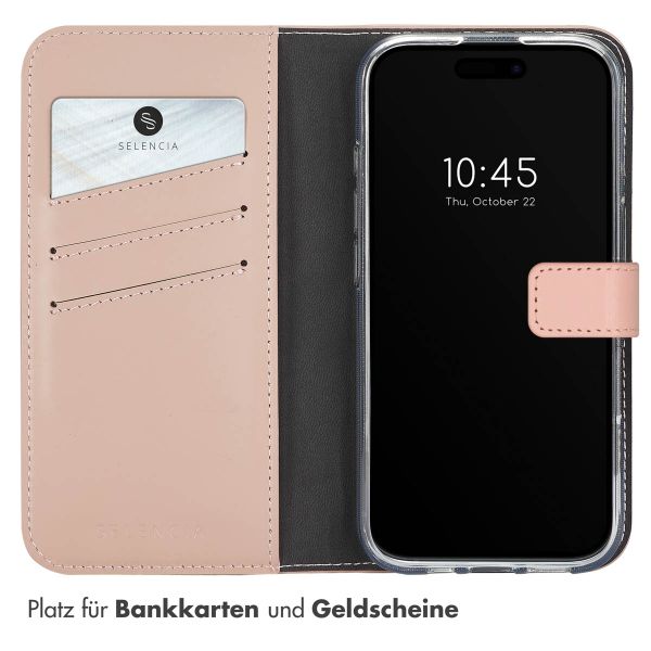 Selencia Echtleder Klapphülle für das iPhone 16 - Dusty Pink