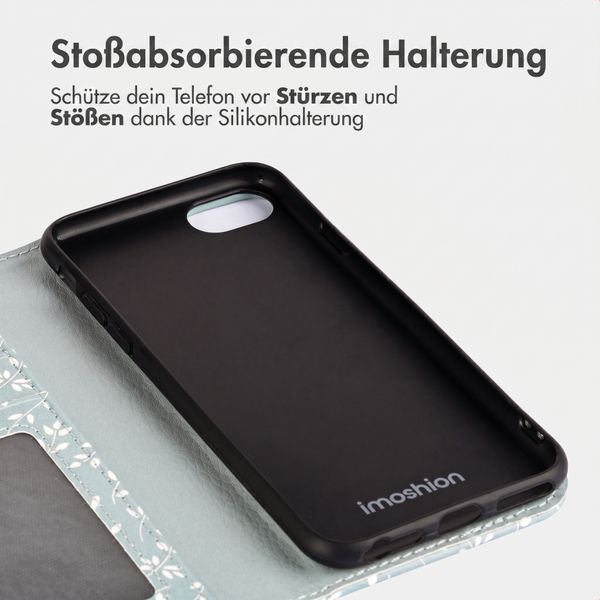 imoshion Design Klapphülle Apple iPhone SE (2022 / 2020) / 8 / 7 / 6(s) - Smoke Green Flowers