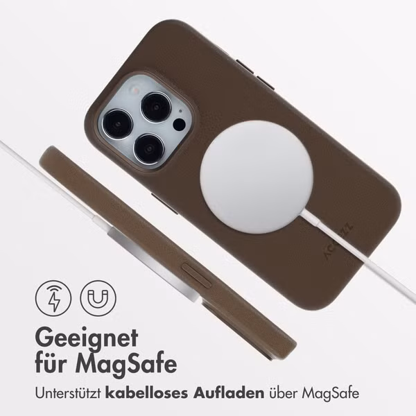 Accezz MagSafe Leather Backcover Apple iPhone 14 Pro - Kaffeebraun