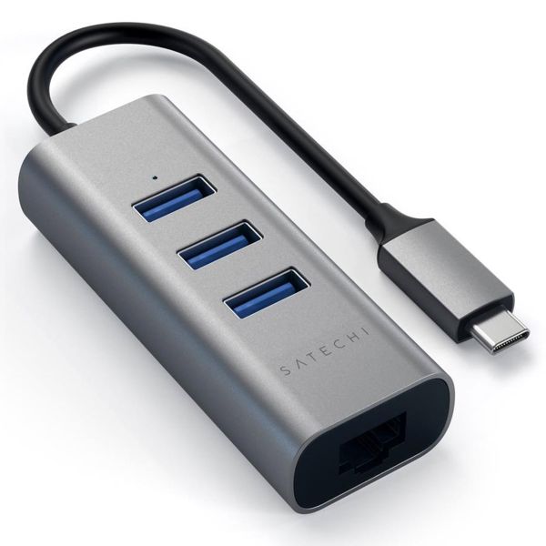 Satechi Aluminium-USB-Hub | USB-C auf 3x USB-A und Ethernet - Space Grau