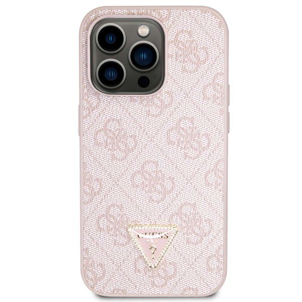 Guess 4G Logo Triangle Strass Back Cover für das iPhone 15 Pro - Rosa