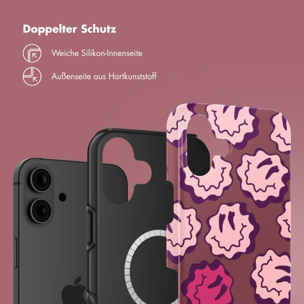 Selencia Vivid Rückabdeckung mit MagSafe iPhone 16 - Wavy Smiley Pink
