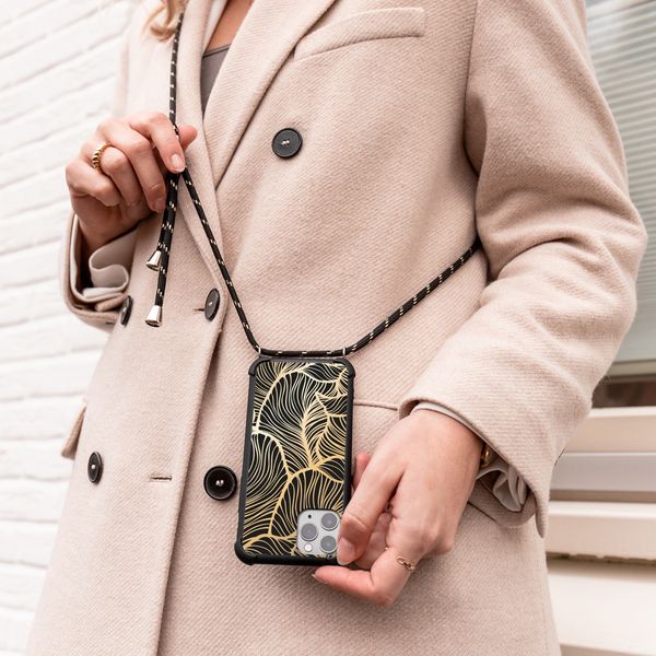 imoshion Design Hülle mit Band Samsung Galaxy A72 - Golden Leaves