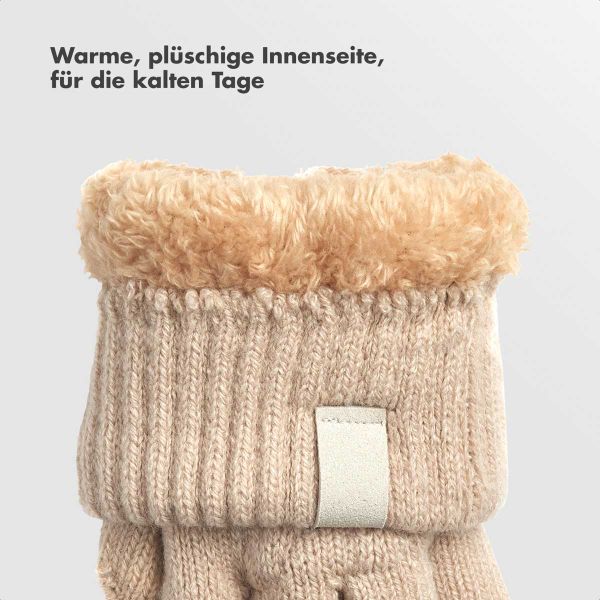 Selencia Touchscreen-Handschuhe mit Woll-Optik - Damen - Größe M - Beige
