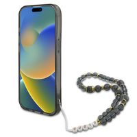 Guess MagSafe IML Flowers Case mit Beads Strap Apple iPhone 15 Pro Max - Schwarz