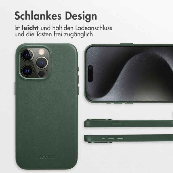Accezz MagSafe Leather Backcover für das Apple iPhone 15 Pro Max - Cedar Green