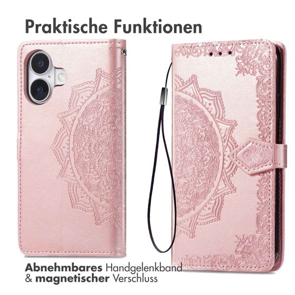 imoshion Mandala Klapphülle für das iPhone 16 - Rose Gold