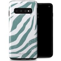 Selencia Vivid Back Cover Samsung Galaxy S10 - Colorful Zebra Pine Blue