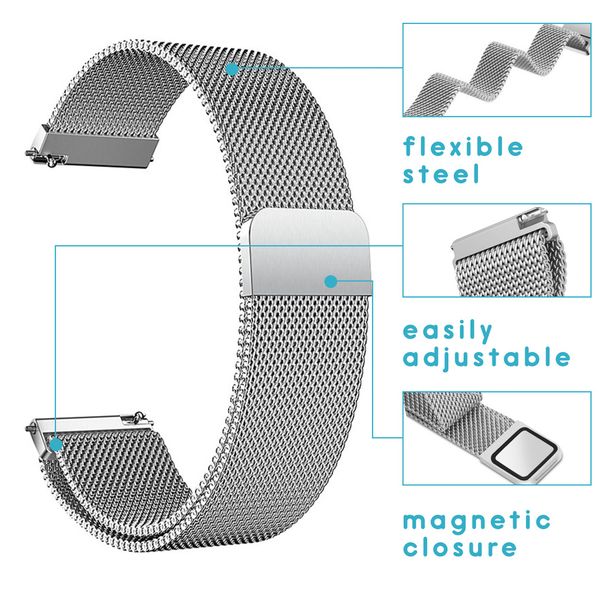 imoshion Magnetisches Milanaise Armband für das  Samsung Galaxy Watch 4 / 5 / 6 / 7 / FE (20 mm) - Silber
