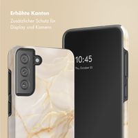Selencia Vivid Tough Back Cover für das Samsung Galaxy S21 FE - Golden Beige Marble