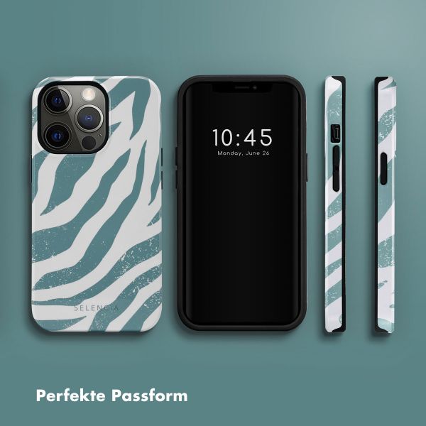 Selencia Vivid Tough Back Cover für das iPhone 13 Pro - Colorful Zebra Pine Blue