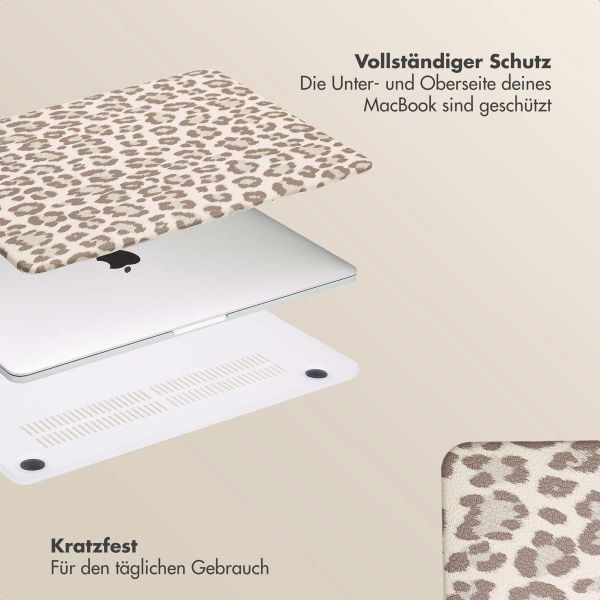 Selencia Sabi Laptop Cover Leopardenmuster Apple MacBook Pro 13 Zoll (2020 / 2022) - Soft Ivory