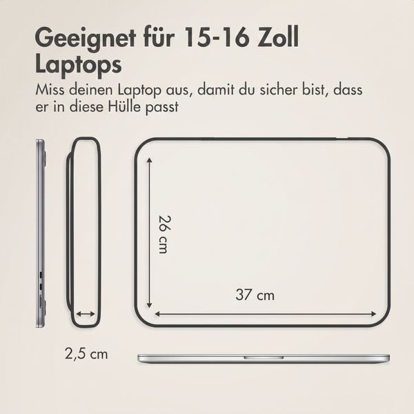 Accezz Leather Laptop Hülle mit Reißverschluss 15-16 Zoll - Laptop Sleeve - Beige