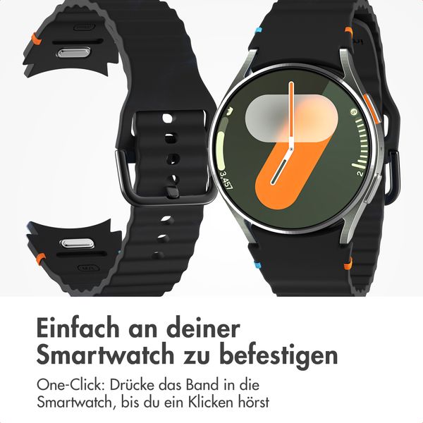 imoshion Wave Silikonarmband für das  Samsung Galaxy Watch 4 / 5 / 6 / 7 / FE (20 mm) - Schwarz