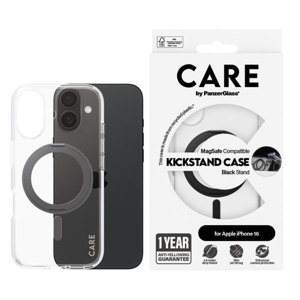 CARE by PanzerGlass Kickstand Case MagSafe Apple iPhone 16 - Schwarz
