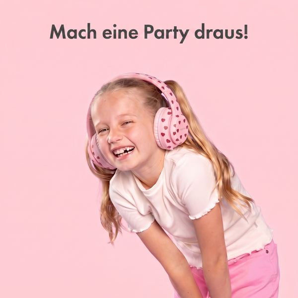 imoshion Kabellose Kinderkopfhörer LED Light - Dezibelbegrenzer - Mit AUX-Kabel - Herzchen