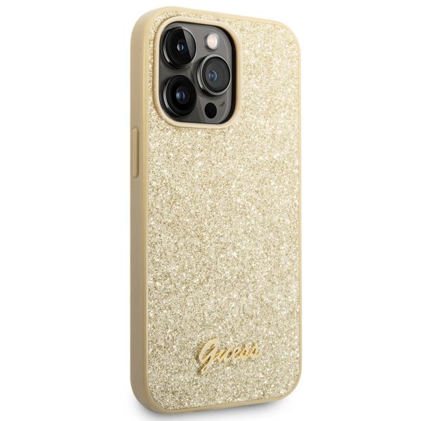 Guess Glitter Flakes Back Cover für das iPhone 14 Pro Max - Gold