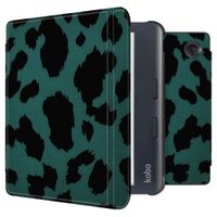 imoshion Design Slim Hard Case Sleepcover mit Stand für das Kobo Libra Colour / Tolino Vision Color - Green Leopard