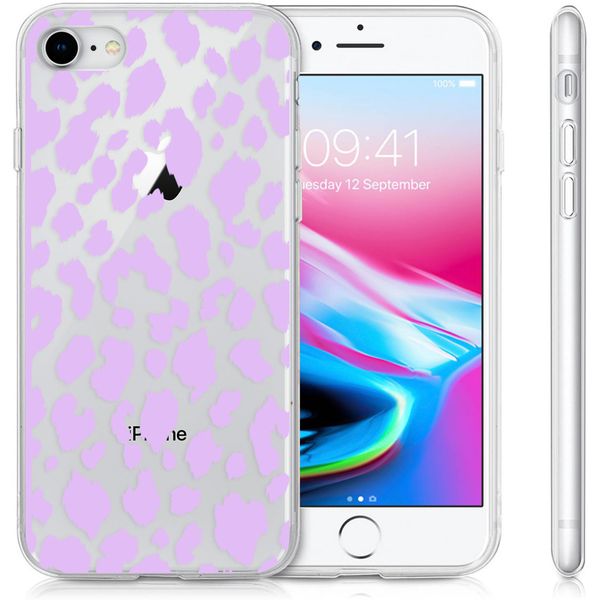 imoshion Design Hülle iPhone SE (2022 / 2020) / 8 / 7 / 6s - Leopard - Lila