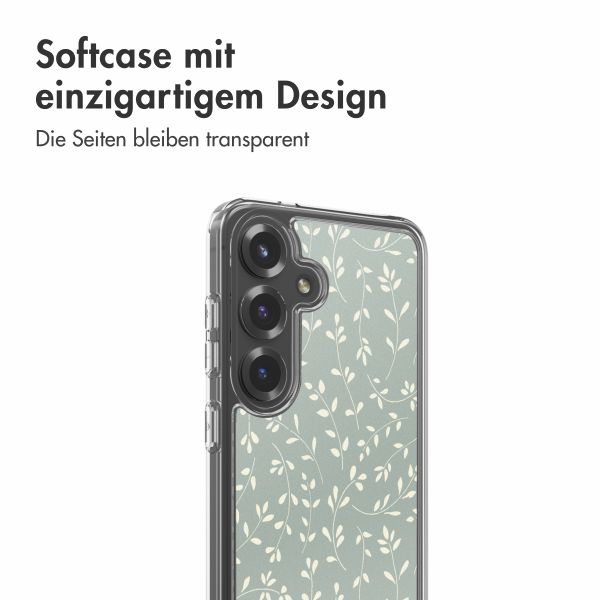 imoshion Design Hülle Samsung Galaxy S25 - Smoke Green Flowers