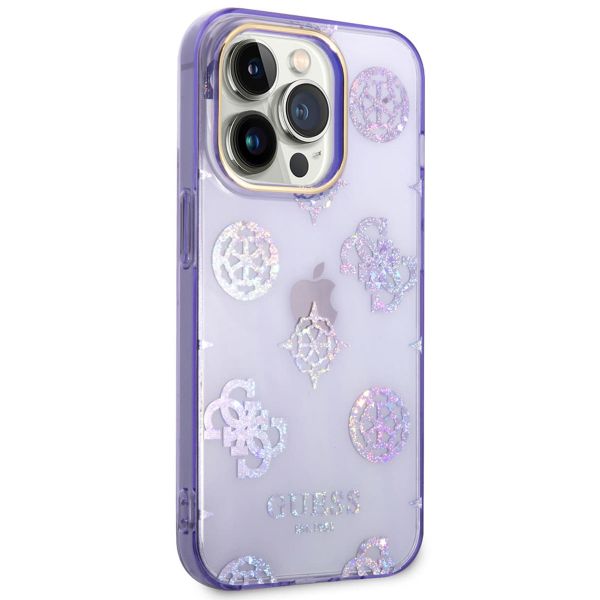 Guess Peony Glitter Back Cover für das iPhone 14 Pro Max - Violett