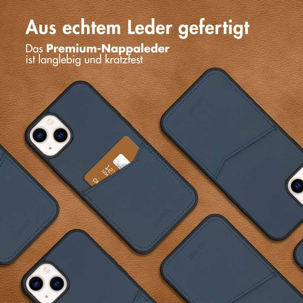 Accezz Premium Leather Card Slot Back Cover für das Apple iPhone 14 Plus - Dunkelblau