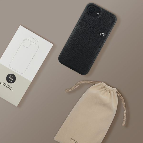 Selencia Riva Back Cover mit Kartenfach Apple iPhone 16e - Schwarz