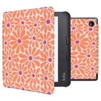 imoshion Design Slim Hard Case Sleepcover mit Stand Kobo Libra 2 / Tolino Vision 6 - Orange Flowers Connect