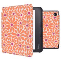 imoshion Design Slim Hard Case Sleepcover mit Stand für das Kobo Libra 2 / Tolino Vision 6 - Orange Flowers Connect