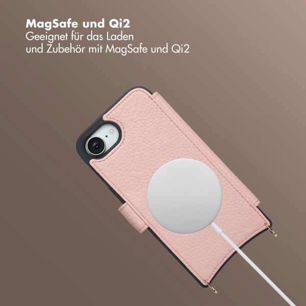Selencia Riva Bookcase mit MagSafe und Handgelenkband Apple iPhone 16e - Old Pink