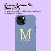 Personalisierte Color Backcover MagSafe mit abtrennbarem Band und Buchstaben für iPhone 15 - Ash Blue