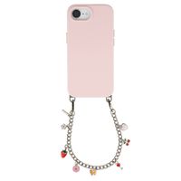 Selencia Rivièra MagSafe Backcover mit abnehmbaren Haken für das Apple iPhone 17e / 16e - Sorbet Pink + Chain Charm - Silver