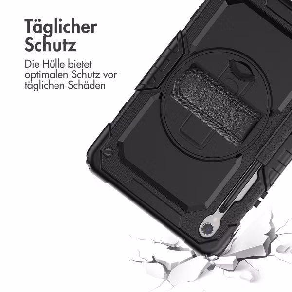Accezz Robustes Back Cover mit Schultergurt für das Samsung Galaxy Tab S10 Lite / S9 11 Zoll / S10 FE / S9 FE 10.9 Zoll - Schwarz