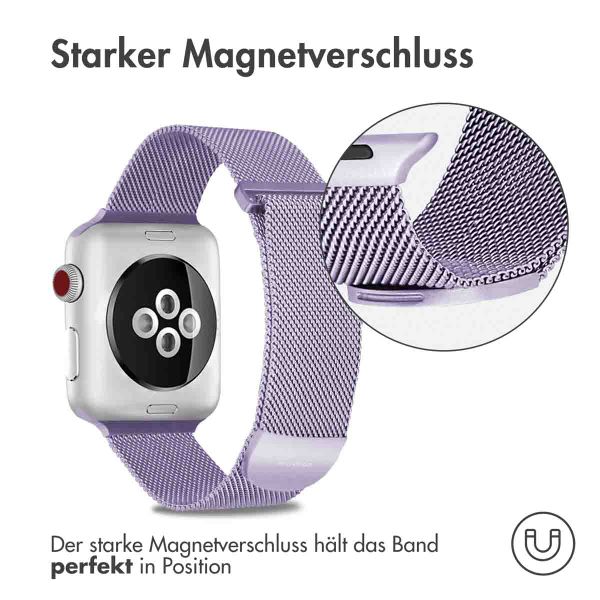 imoshion Magnetisches Milanaise Armband für das  Apple Watch Series 1 - 11 / SE / Ultra (44/45/46/49 mm) - Größe M - Violett