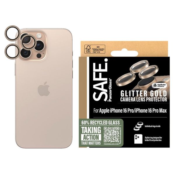SAFE by PanzerGlass Kameraprotektor für das Apple iPhone 16 Pro / 16 Pro Max - Glitter Gold