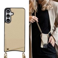 Selencia Nova HandyHülle mit Kordel und Kartenhalter Samsung Galaxy S25 FE - Beige