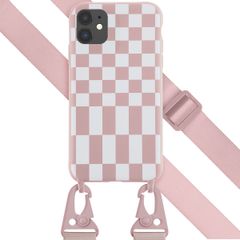 Selencia SilikonHülle design mit abnehmbarem Band Apple iPhone 11 - Irregular Check Sand Pink